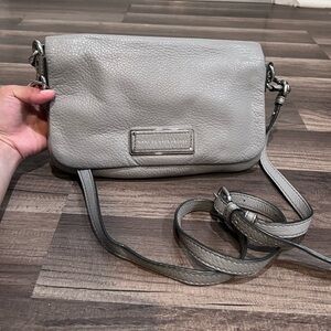 Marc Jacobs Too Hot To Handle Percy Flap Gray Genuine Leather Crossbody Bag